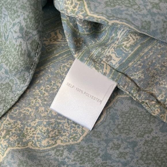 Rose + Olive Blouse Floral Blue Green Boho Lightweight Flowy Pastel Office 2X - Picture 9 of 12